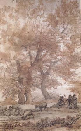 Claude Lorrain Trees,Figures,and sheep (mk17)
